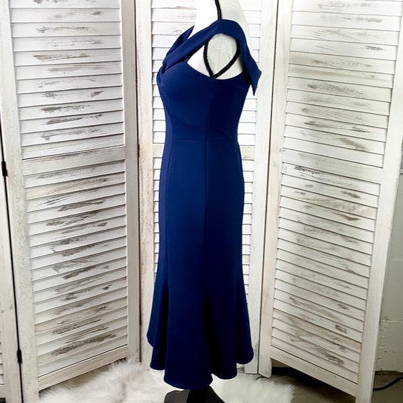 GAL MEETS GLAM | Tyler Navy Off Shoulder Bow Dress - Picture 8 of 10